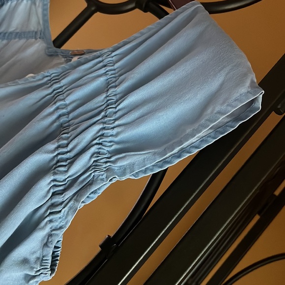 FREE PEOPLE Faux Wrap Jean Light Wash Bodysuit - Picture 3 of 11